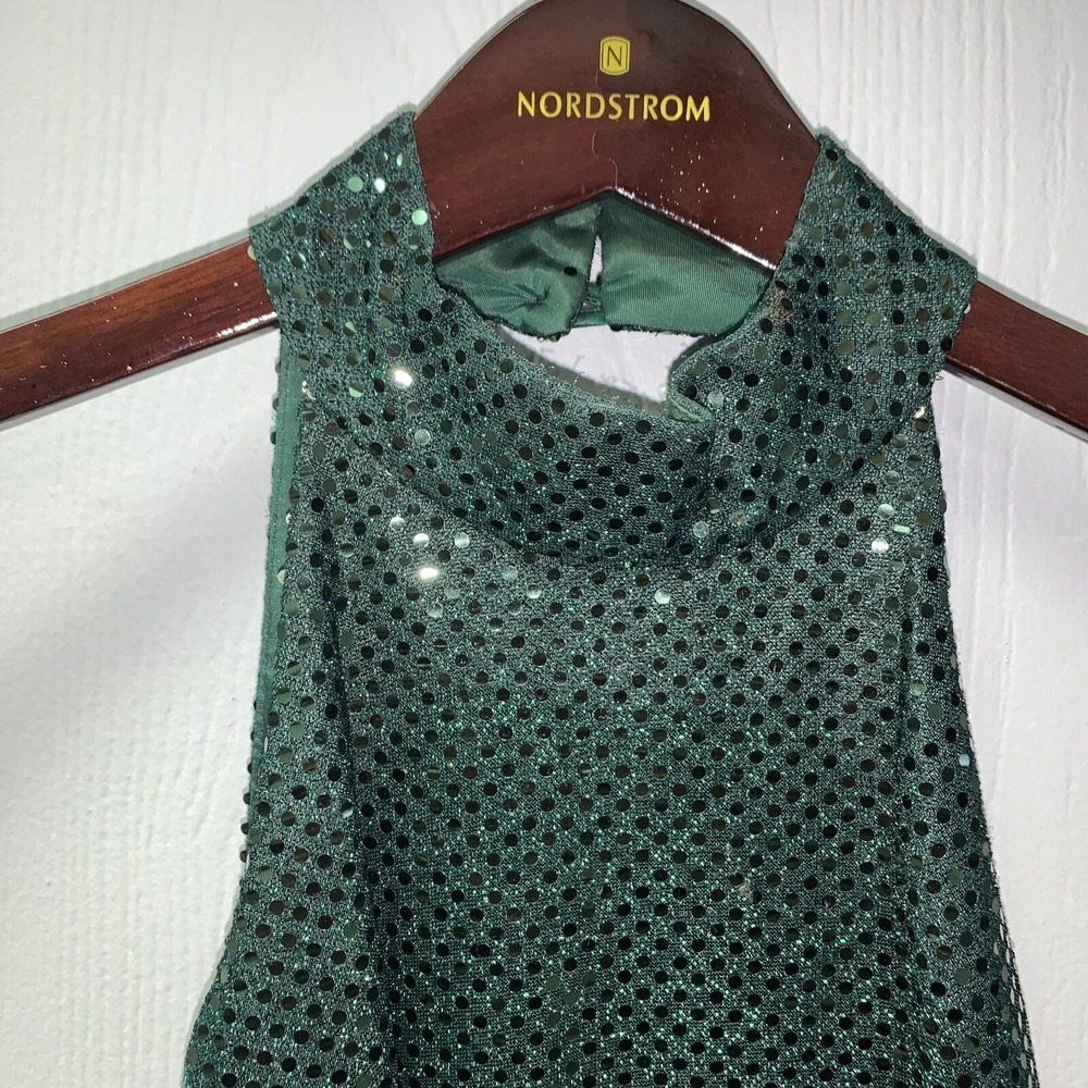 Roberta Green Sequin Maxi Sheath Dress Halter Neck 80s/90s Vintage Size 7/8 Glam - Picture 2 of 11